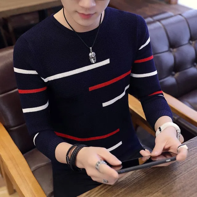 Korea Sweaters And Pullovers Men Long Sleeve Knitted Sweater High Quality Winter Pullovers