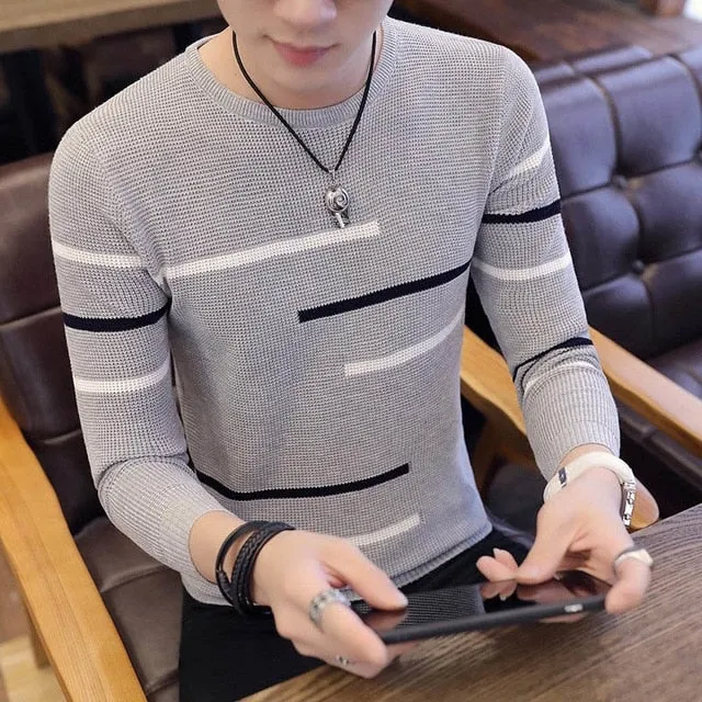 Korea Sweaters And Pullovers Men Long Sleeve Knitted Sweater High Quality Winter Pullovers
