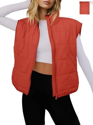 LAMISSCHE Womens Puffer Vest Winter Lightweight Quilted Jackets Sleeveless Zip Up Fall Outfits Puffy Running Coat