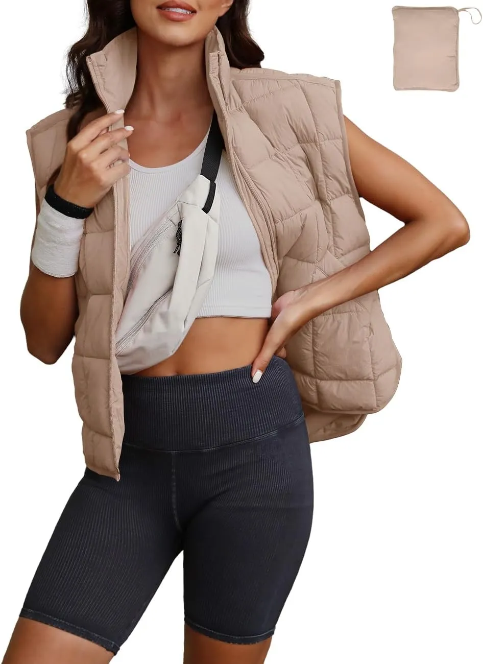 LAMISSCHE Womens Puffer Vest Winter Lightweight Quilted Jackets Sleeveless Zip Up Fall Outfits Puffy Running Coat