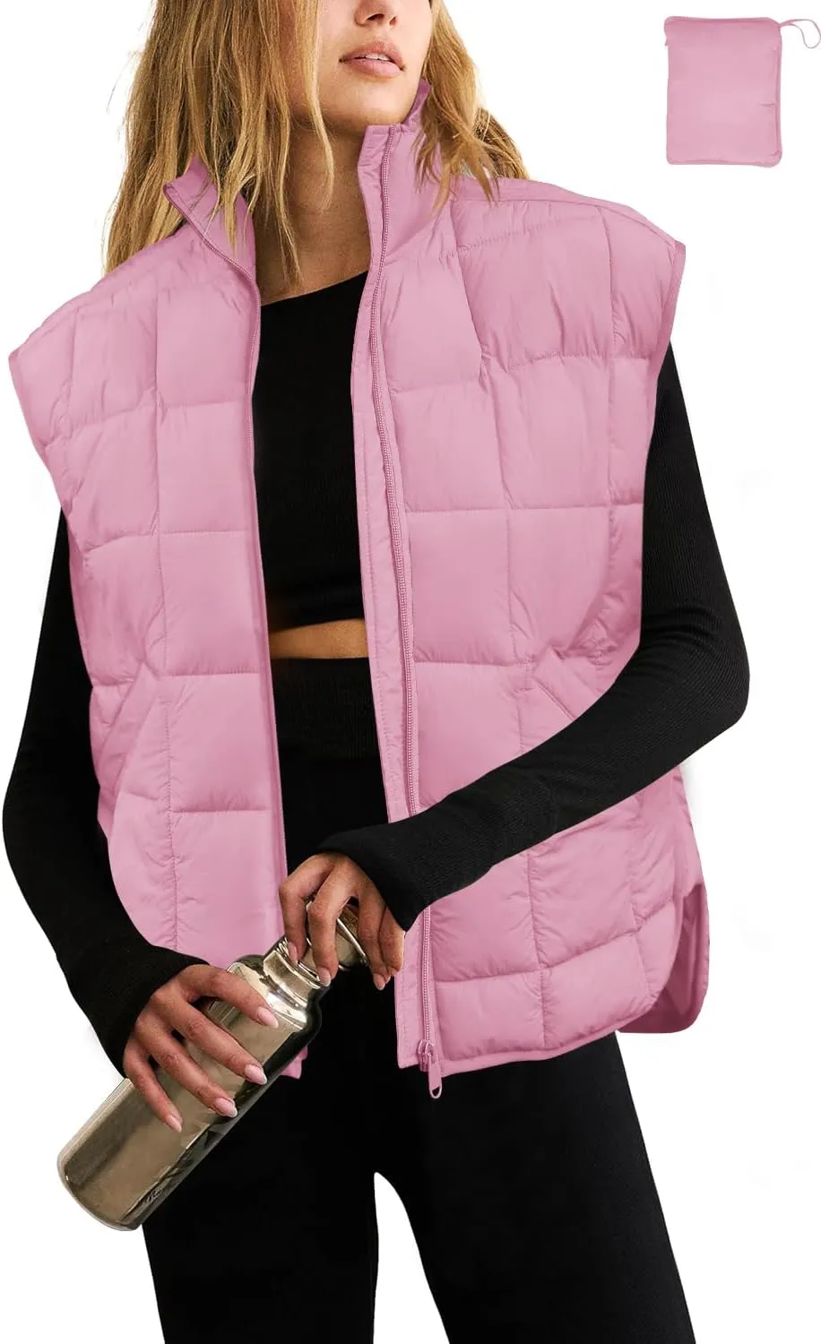 LAMISSCHE Womens Puffer Vest Winter Lightweight Quilted Jackets Sleeveless Zip Up Fall Outfits Puffy Running Coat