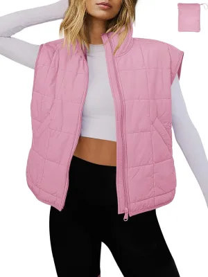 LAMISSCHE Womens Puffer Vest Winter Lightweight Quilted Jackets Sleeveless Zip Up Fall Outfits Puffy Running Coat