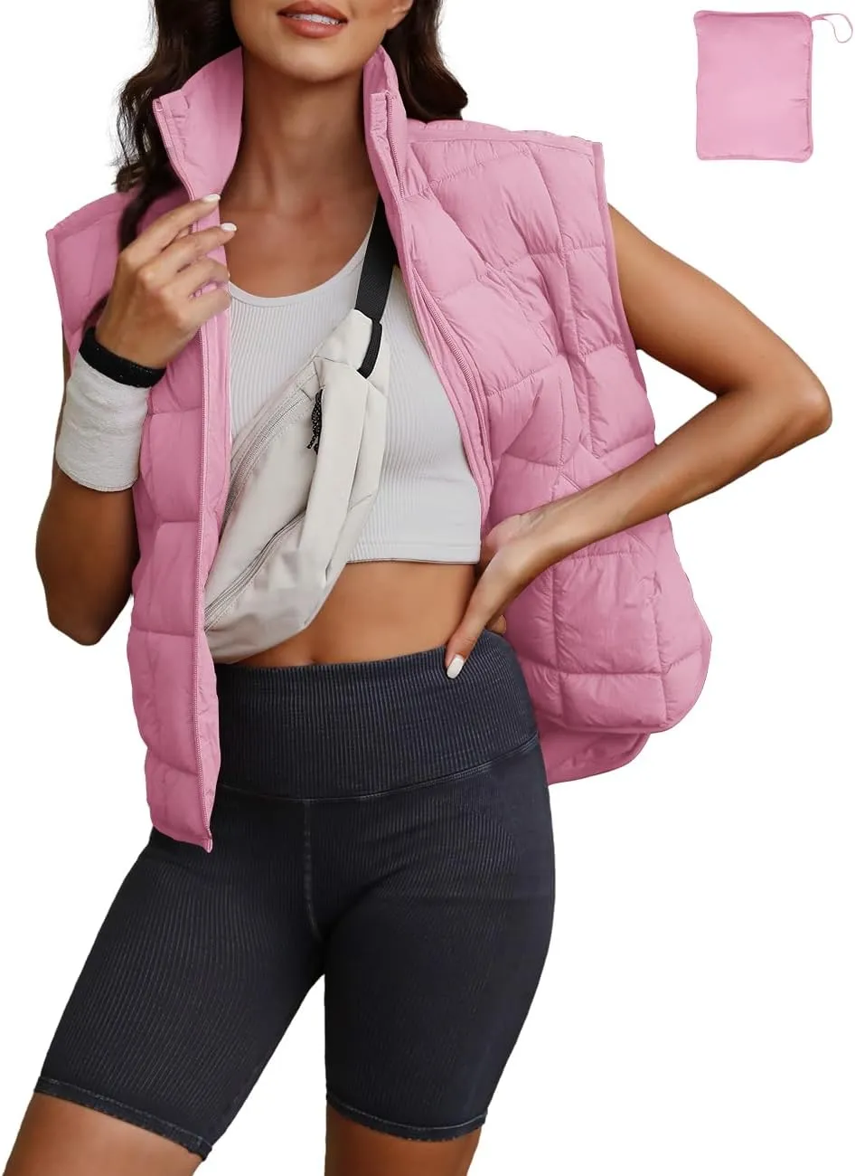 LAMISSCHE Womens Puffer Vest Winter Lightweight Quilted Jackets Sleeveless Zip Up Fall Outfits Puffy Running Coat