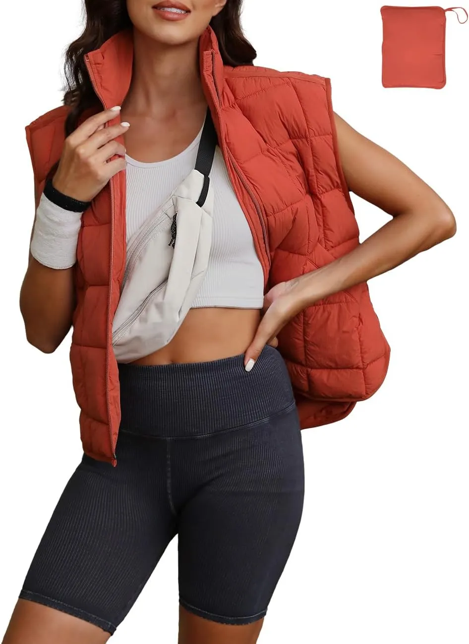 LAMISSCHE Womens Puffer Vest Winter Lightweight Quilted Jackets Sleeveless Zip Up Fall Outfits Puffy Running Coat
