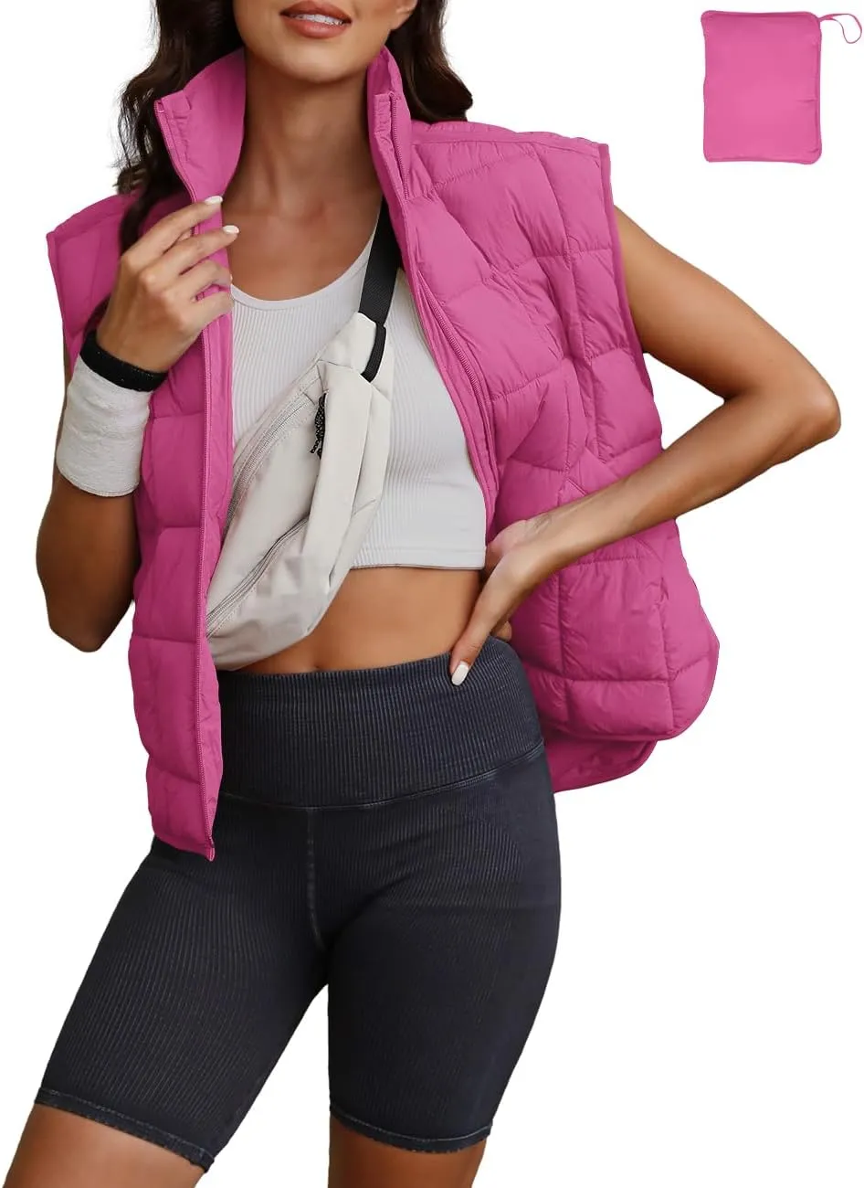 LAMISSCHE Womens Puffer Vest Winter Lightweight Quilted Jackets Sleeveless Zip Up Fall Outfits Puffy Running Coat