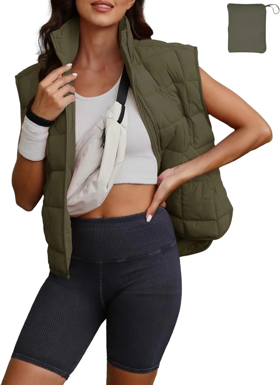 LAMISSCHE Womens Puffer Vest Winter Lightweight Quilted Jackets Sleeveless Zip Up Fall Outfits Puffy Running Coat