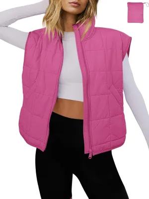 LAMISSCHE Womens Puffer Vest Winter Lightweight Quilted Jackets Sleeveless Zip Up Fall Outfits Puffy Running Coat