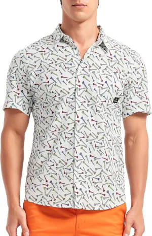 Lesmart Mens Golf Shirts Casual Short Sleeve Quick-Dry Print Light Weight Shirts for Men