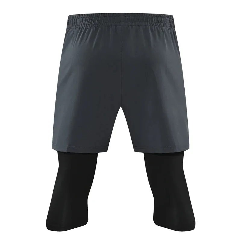 Men's 2-in-1 Compression Running Pants with Zipper Pocket