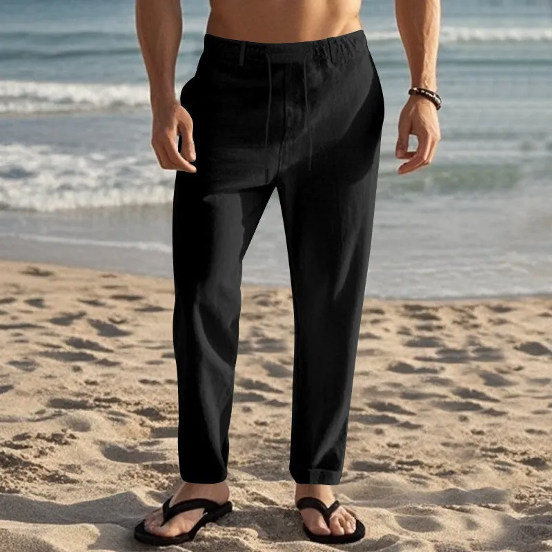 Men's Casual Drawstring Cotton Pants
