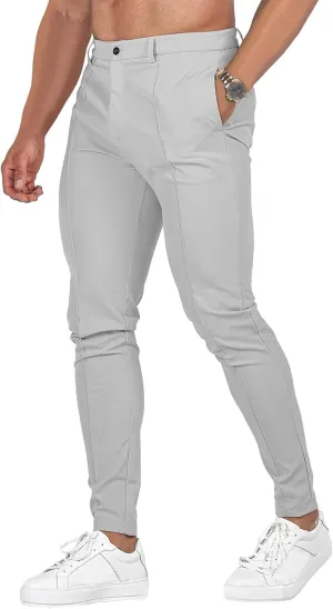Men's Casual Slim Fit Outdoor Joggers Pants Lightweight Solid Workout Trousers Stretch Comfort Skinny Pants
