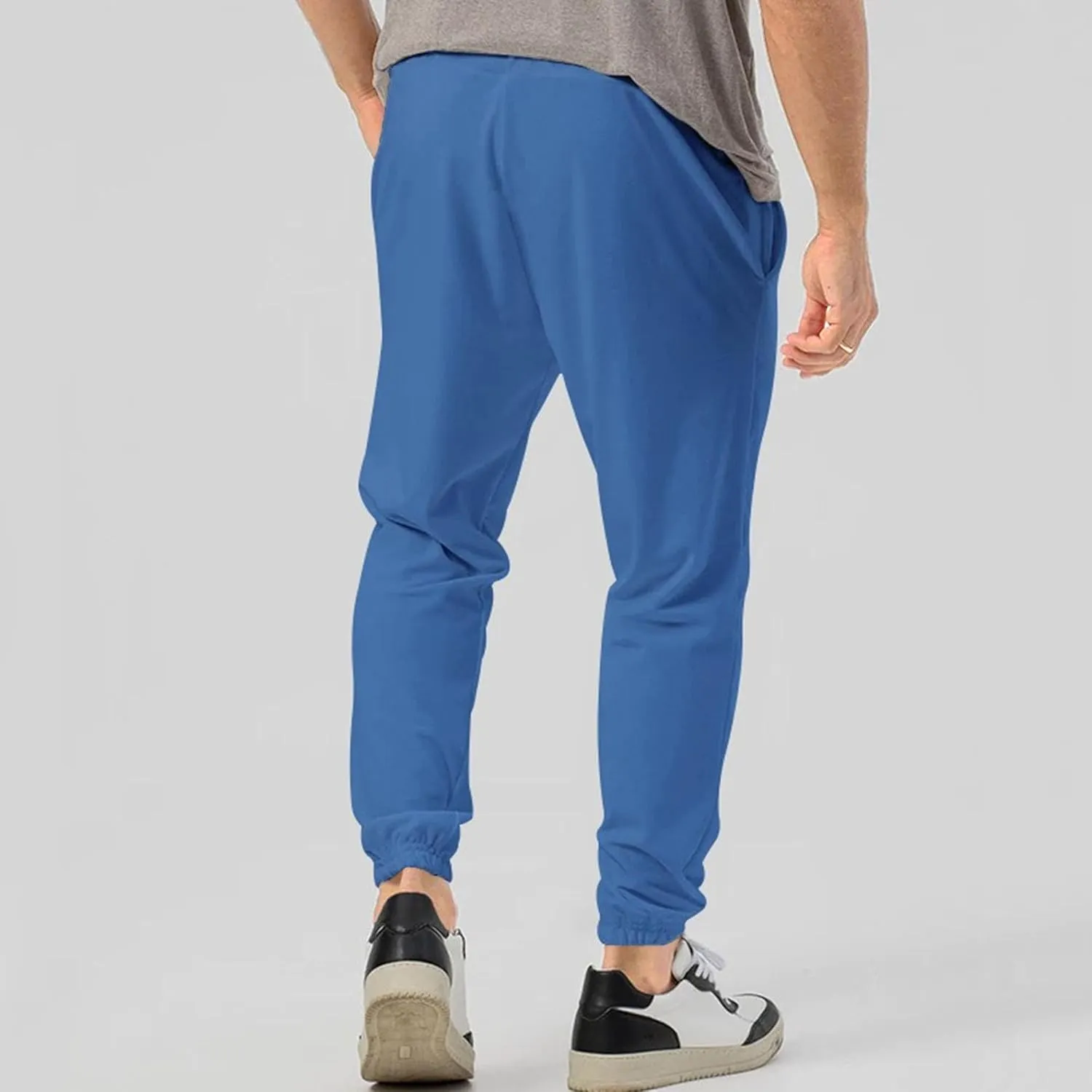Men's Comfort Solid Drawstring Athletic Pants Casual Loose Fit Joggers Trousers Lightweight Outdoor Workout Pants
