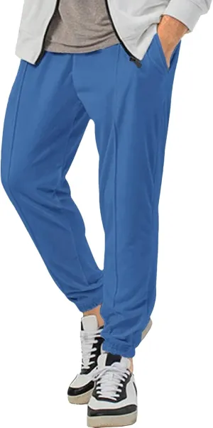 Men's Comfort Solid Drawstring Athletic Pants Casual Loose Fit Joggers Trousers Lightweight Outdoor Workout Pants