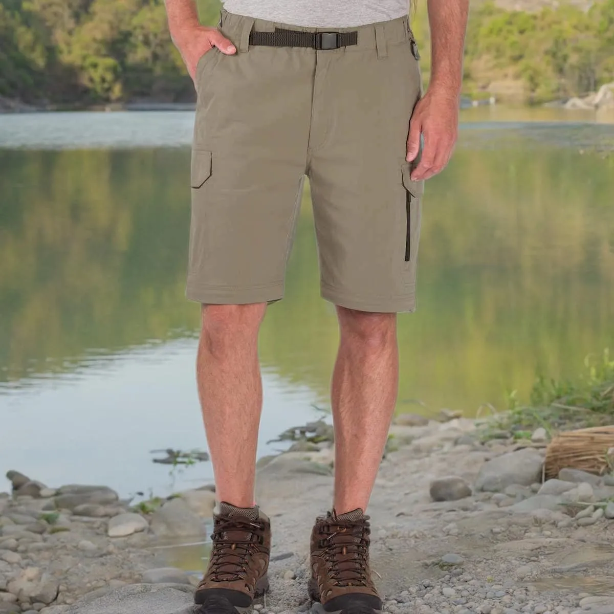 Mens Convertible Lightweight Comfort Stretch Cargo Pants or Shorts