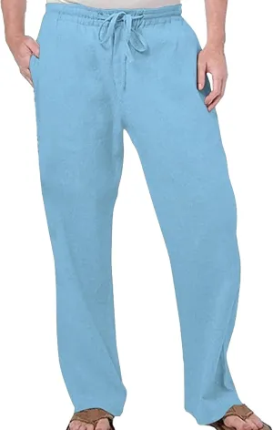 Men's Linen Lightweight Outdoor Solid Pants Baggy Casual Hiking Pants Comfort Sweatpants Yoga Trousers