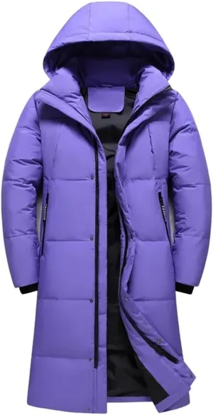 Mens Overcoat Thicken Warm 90% White Duck Down Coats Hooded Black Long Parka Down Jackets