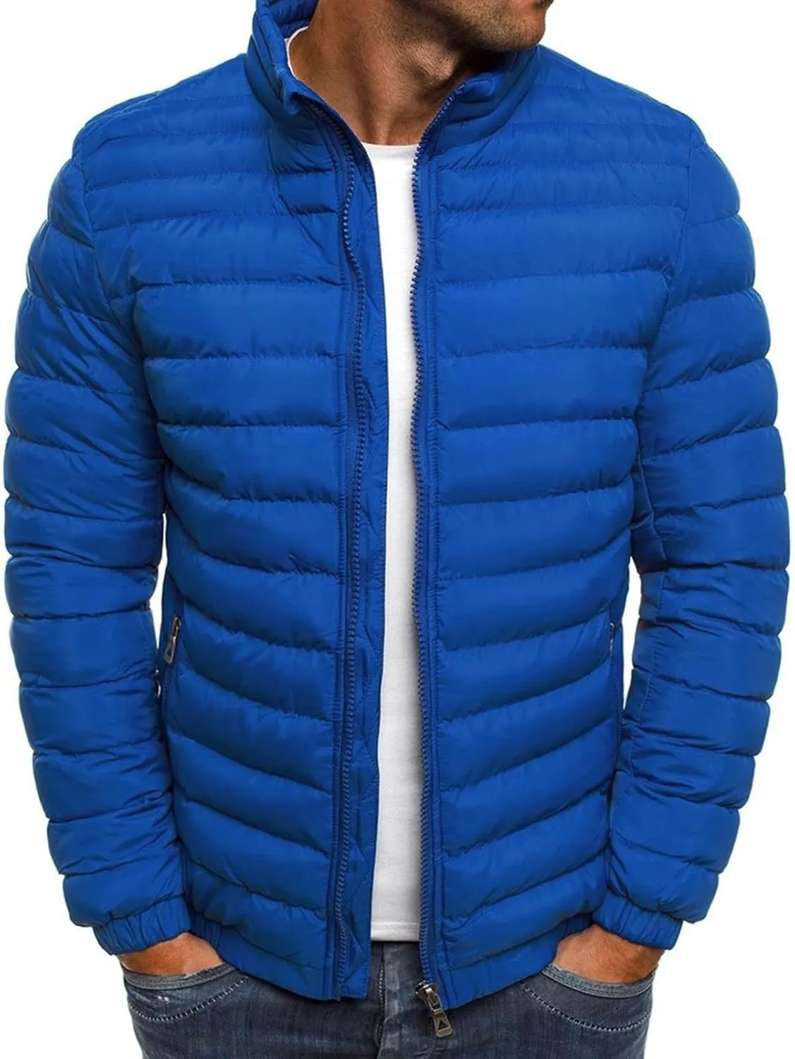 Men's Packable Down Jacket Lightweight Full-Zip Down Puffer Coat Warm Winter Coats for Men