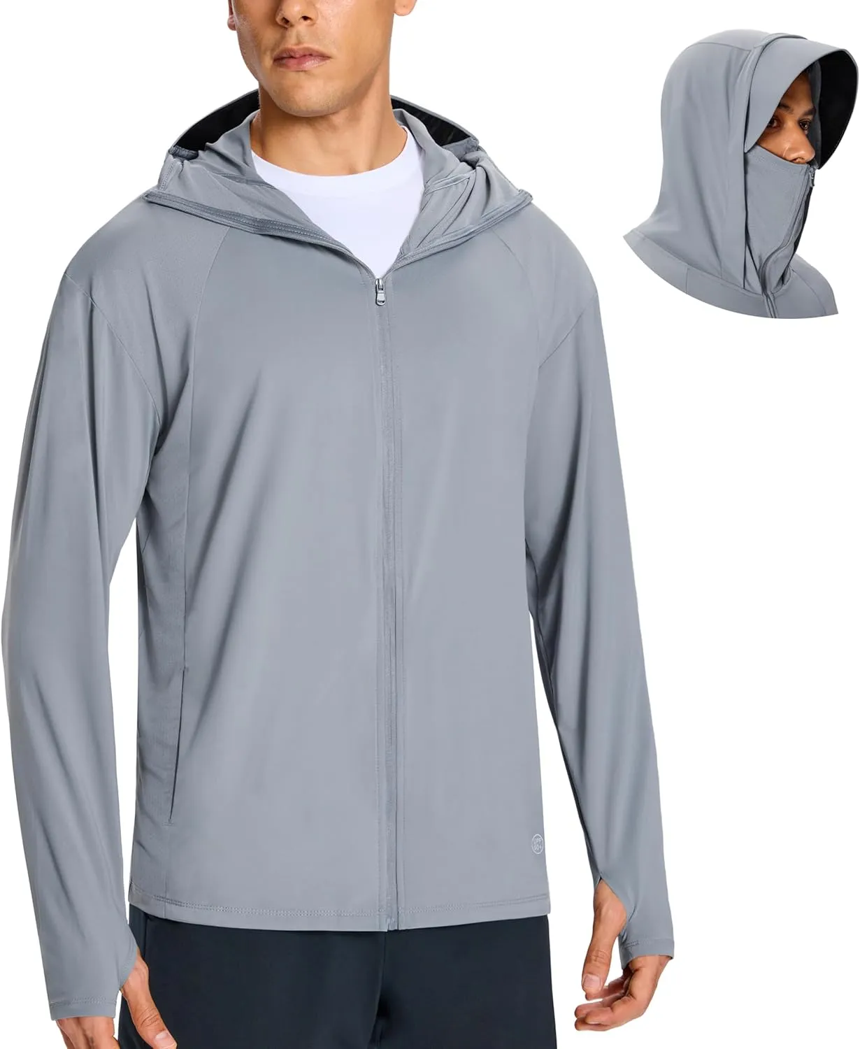 Men's UPF 50  Light Jacket Full Zip Sun Protection Hoodie Quick Dry Athletic Long Sleeve Shirts Hiking Fishing Running