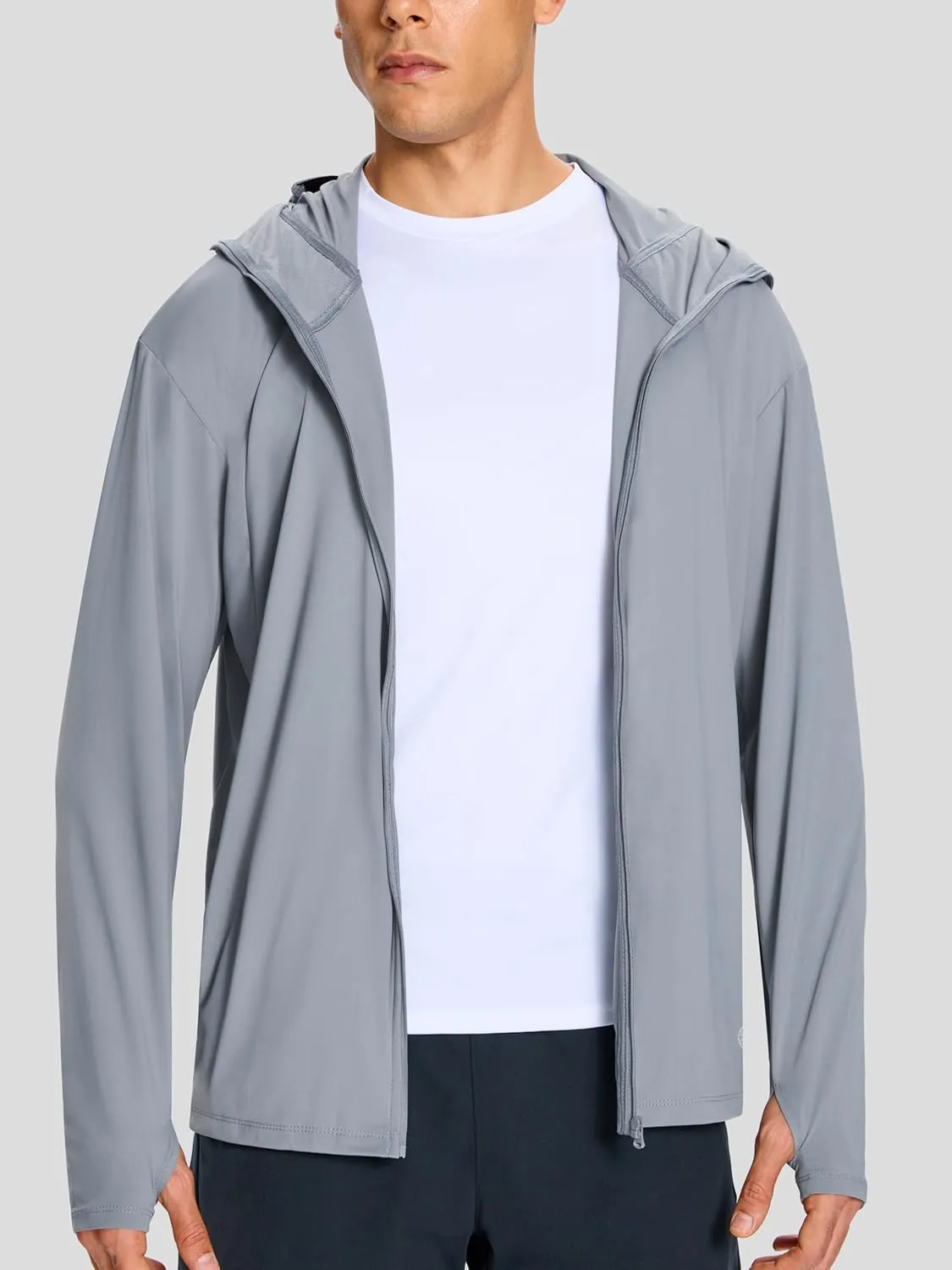 Men's UPF 50  Light Jacket Full Zip Sun Protection Hoodie Quick Dry Athletic Long Sleeve Shirts Hiking Fishing Running