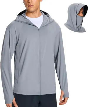 Men's UPF 50  Light Jacket Full Zip Sun Protection Hoodie Quick Dry Athletic Long Sleeve Shirts Hiking Fishing Running