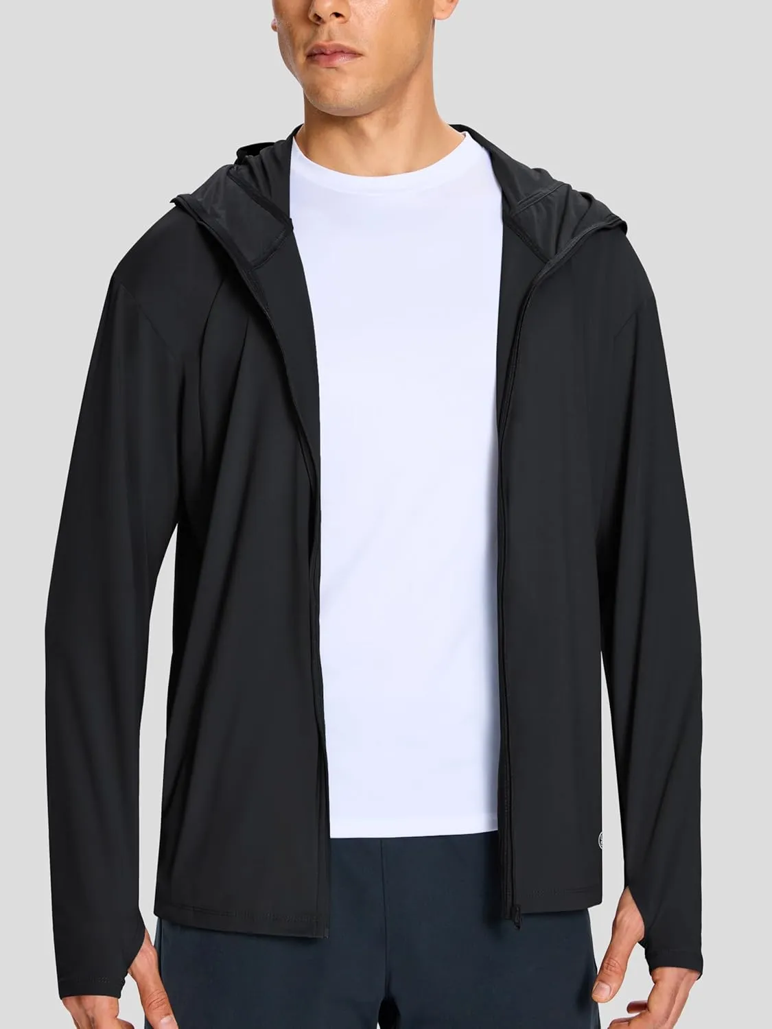 Men's UPF 50  Light Jacket Full Zip Sun Protection Hoodie Quick Dry Athletic Long Sleeve Shirts Hiking Fishing Running
