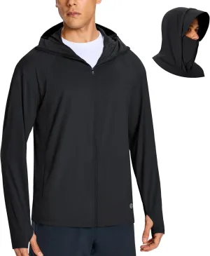 Men's UPF 50  Light Jacket Full Zip Sun Protection Hoodie Quick Dry Athletic Long Sleeve Shirts Hiking Fishing Running