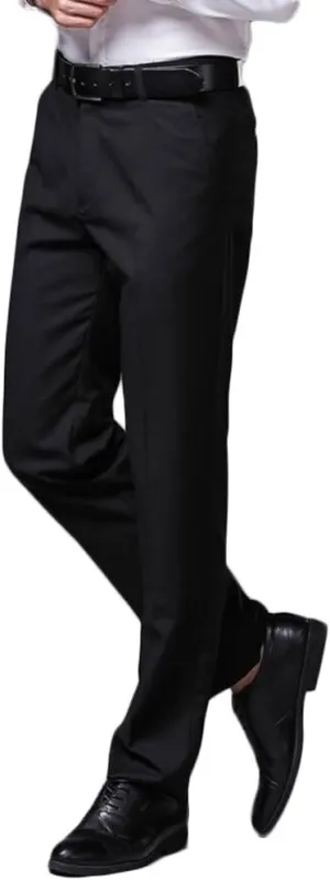 Men's Wrinkle-Free Stretch Pants Comfort Suit Pant Dress Trousers