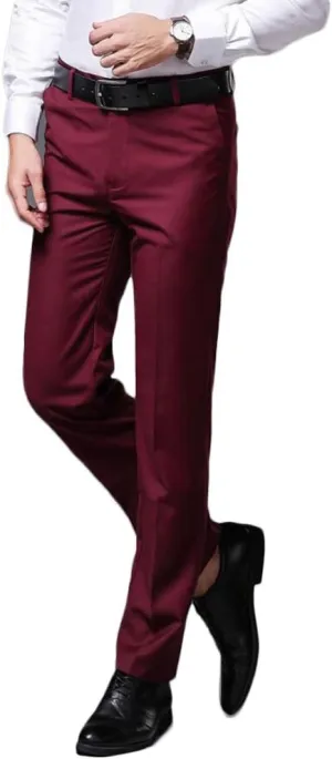 Men's Wrinkle-Free Stretch Pants Comfort Suit Pant Dress Trousers