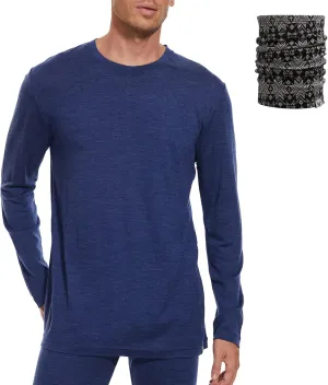 MERINNOVATION Merino Wool Base Layer Mens 100% Merino Wool Shirts for Men Thermal Underwear LS T-Shirt Light, Midweight