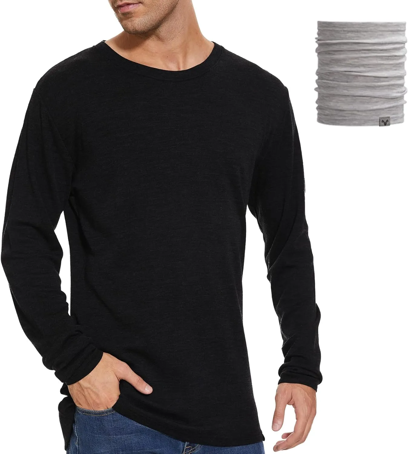 MERINNOVATION Merino Wool Base Layer Mens 100% Merino Wool Shirts for Men Thermal Underwear LS T-Shirt Light, Midweight