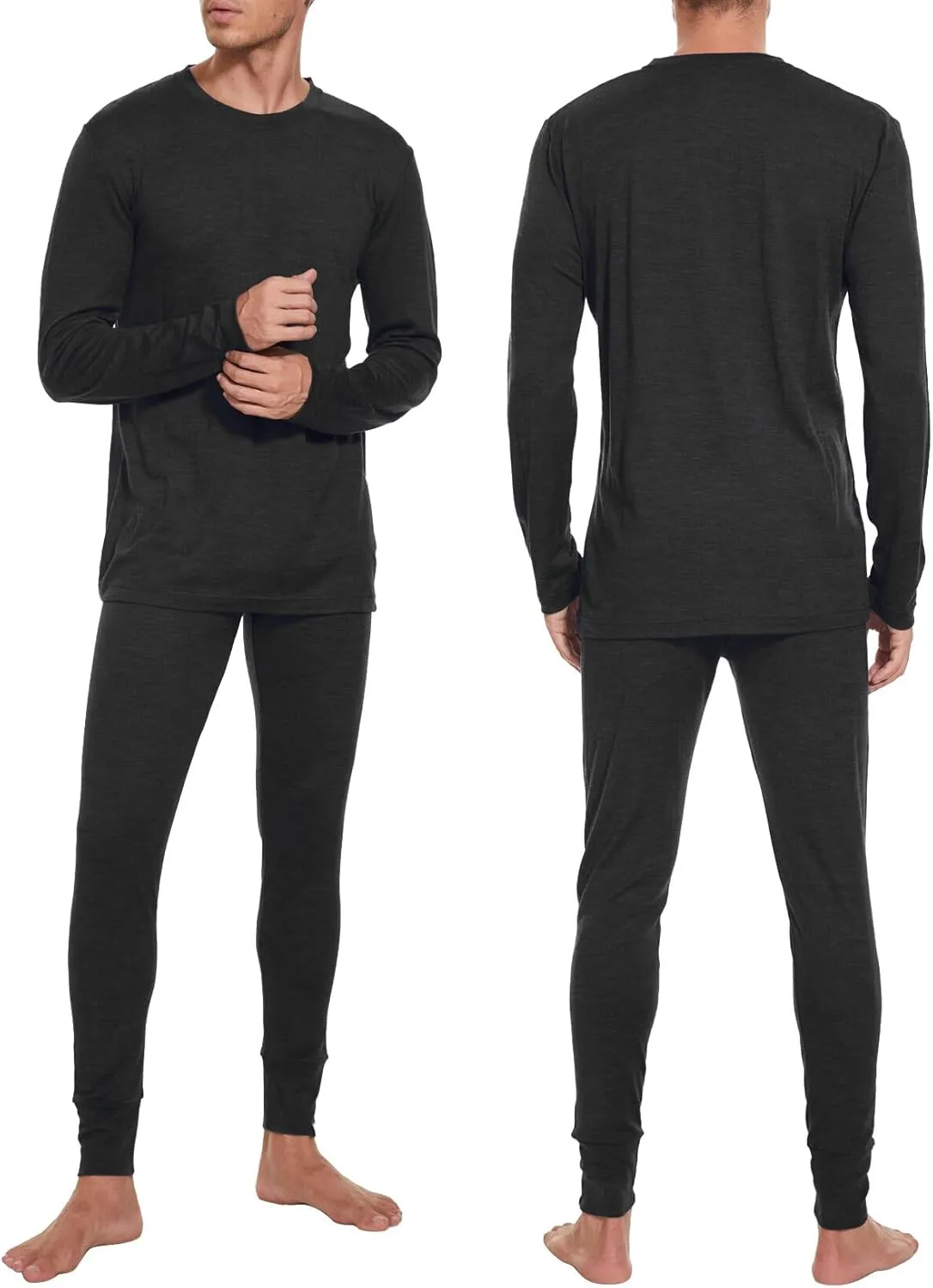 MERINNOVATION Merino Wool Base Layer Mens 100% Merino Wool Shirts for Men Thermal Underwear LS T-Shirt Light, Midweight