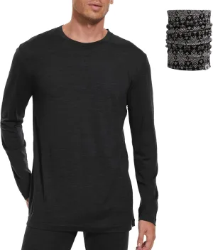 MERINNOVATION Merino Wool Base Layer Mens 100% Merino Wool Shirts for Men Thermal Underwear LS T-Shirt Light, Midweight
