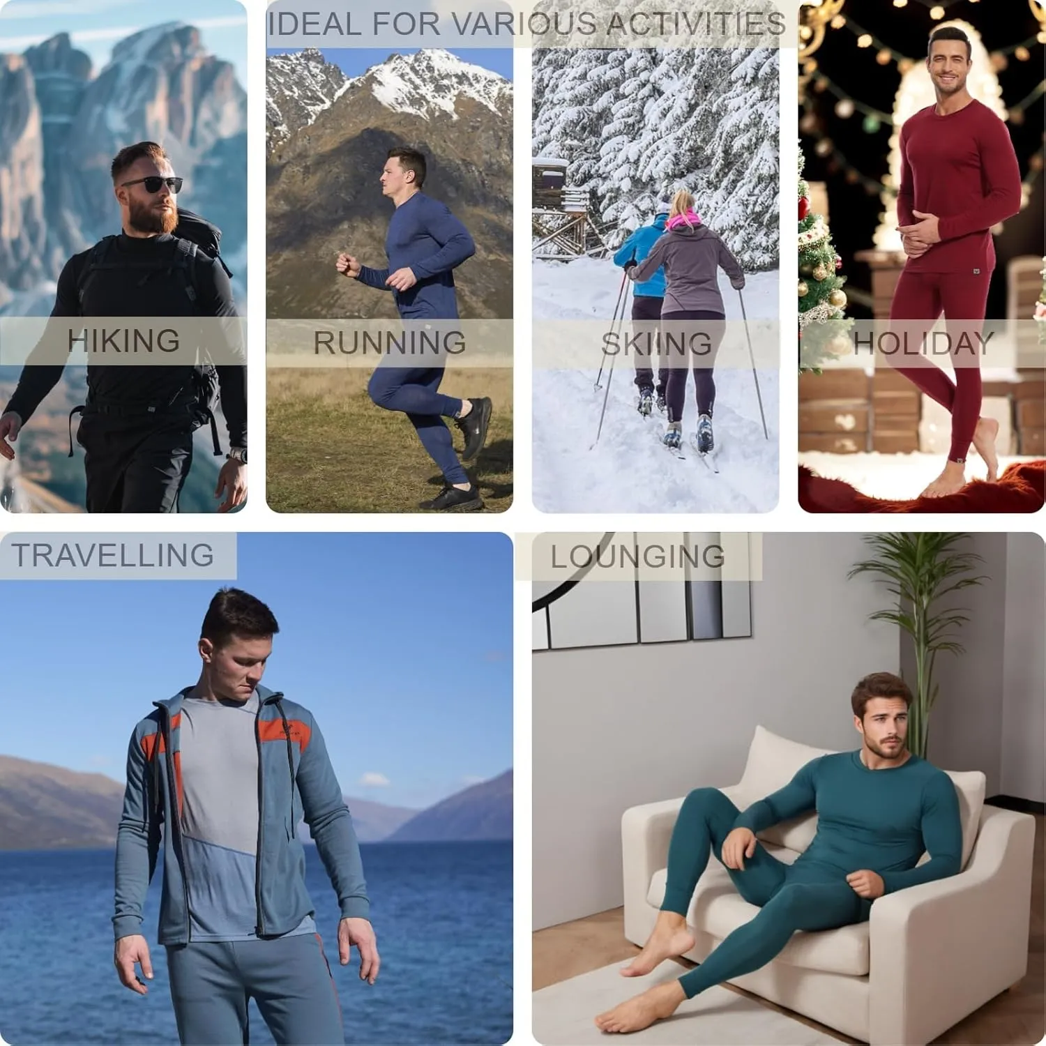 MERINNOVATION Merino Wool Base Layer Mens 100% Merino Wool Shirts for Men Thermal Underwear LS T-Shirt Light, Midweight