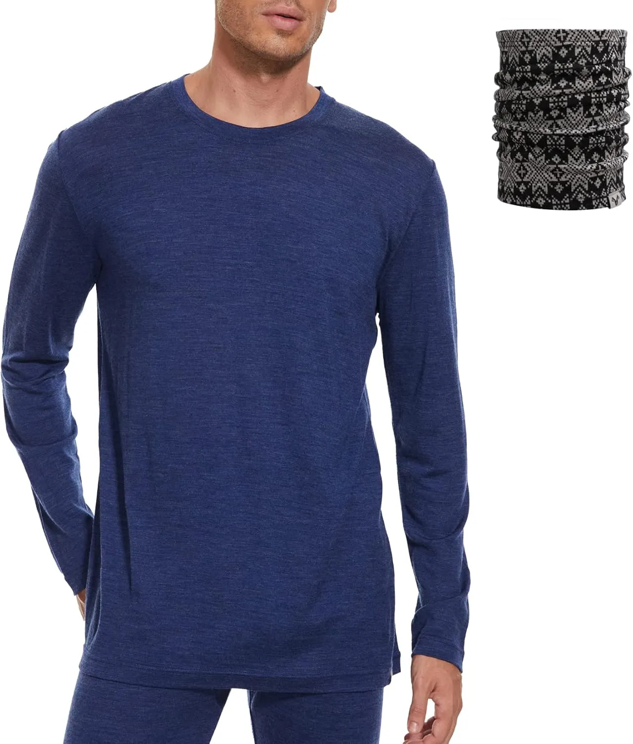 MERINNOVATION Merino Wool Base Layer Mens 100% Merino Wool Shirts for Men Thermal Underwear LS T-Shirt Light, Midweight