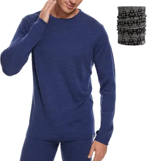 MERINNOVATION Merino Wool Base Layer Mens 100% Merino Wool Shirts for Men Thermal Underwear LS T-Shirt Light, Midweight