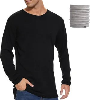 MERINNOVATION Merino Wool Base Layer Mens 100% Merino Wool Shirts for Men Thermal Underwear LS T-Shirt Light, Midweight