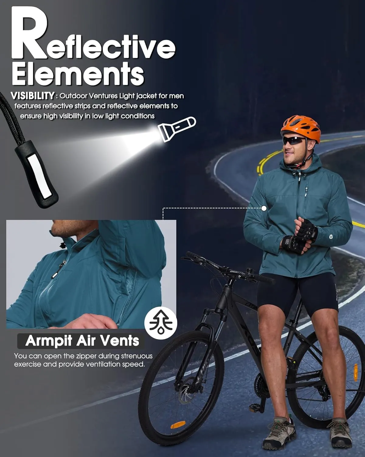 Outdoor Ventures Men's Packable Rain Jacket Waterproof Lightweight Raincoat with Hood Windproof Cycling Jackets