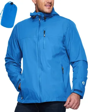 Outdoor Ventures Men's Packable Rain Jacket Waterproof Lightweight Raincoat with Hood Windproof Cycling Jackets