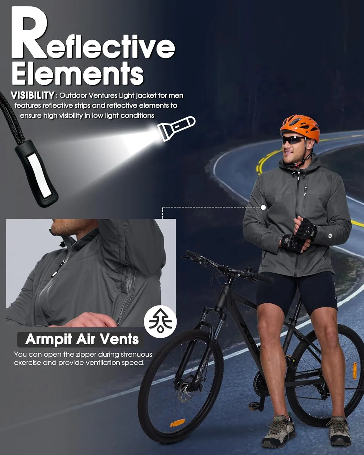 Outdoor Ventures Men's Packable Rain Jacket Waterproof Lightweight Raincoat with Hood Windproof Cycling Jackets