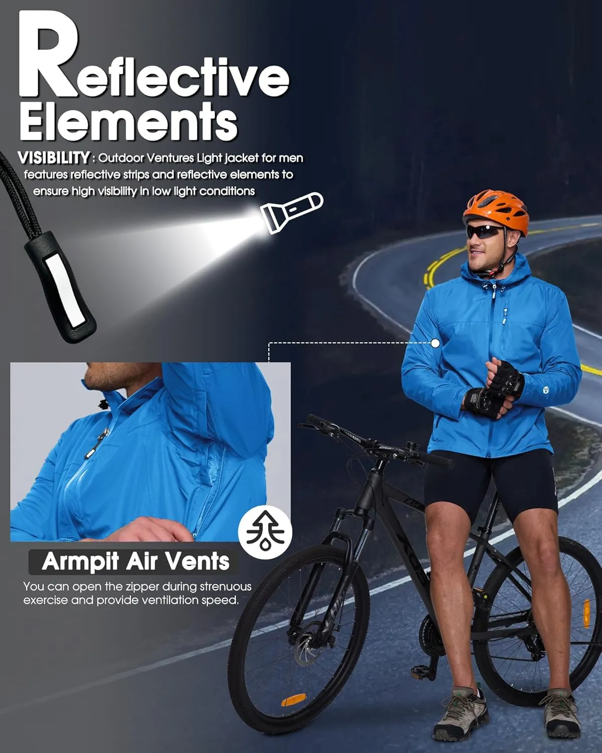 Outdoor Ventures Men's Packable Rain Jacket Waterproof Lightweight Raincoat with Hood Windproof Cycling Jackets