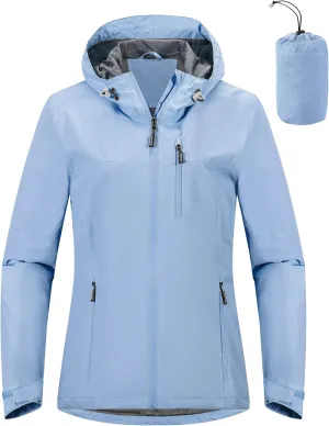 Outdoor Ventures Packable Rain Jacket Women Lightweight Waterproof Raincoat with Hood Cycling Bike Jacket