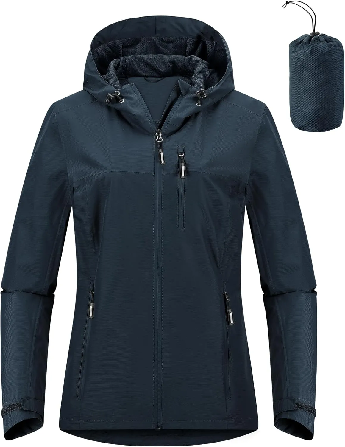 Outdoor Ventures Packable Rain Jacket Women Lightweight Waterproof Raincoat with Hood Cycling Bike Jacket