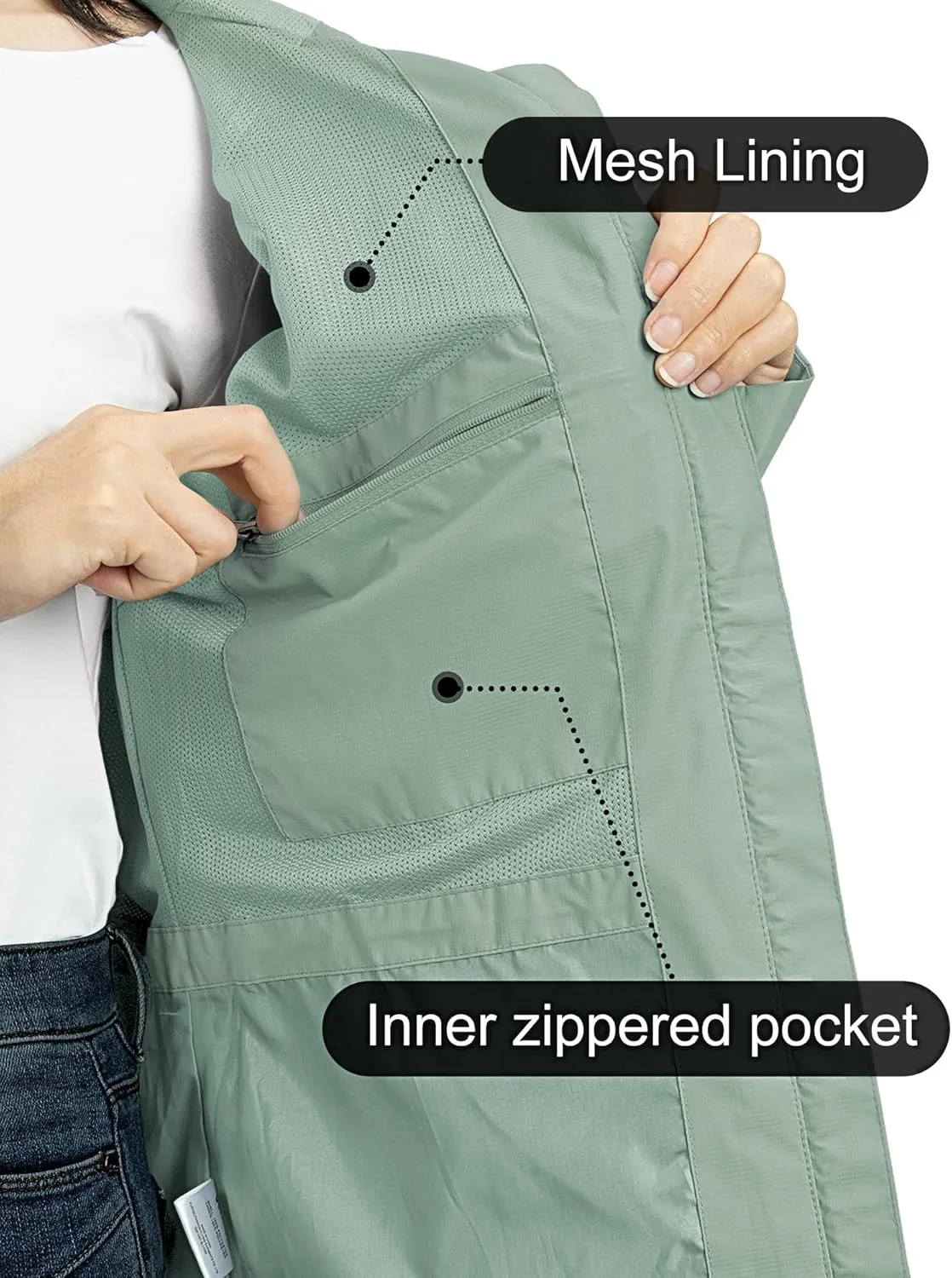 Outdoor Ventures Packable Rain Jacket Women Lightweight Waterproof Raincoat with Hood Cycling Bike Jacket