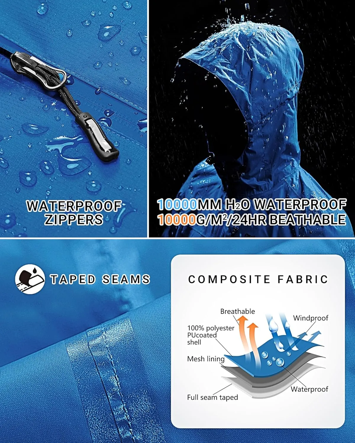 Outdoor Ventures Packable Rain Jacket Women Lightweight Waterproof Raincoat with Hood Cycling Bike Jacket