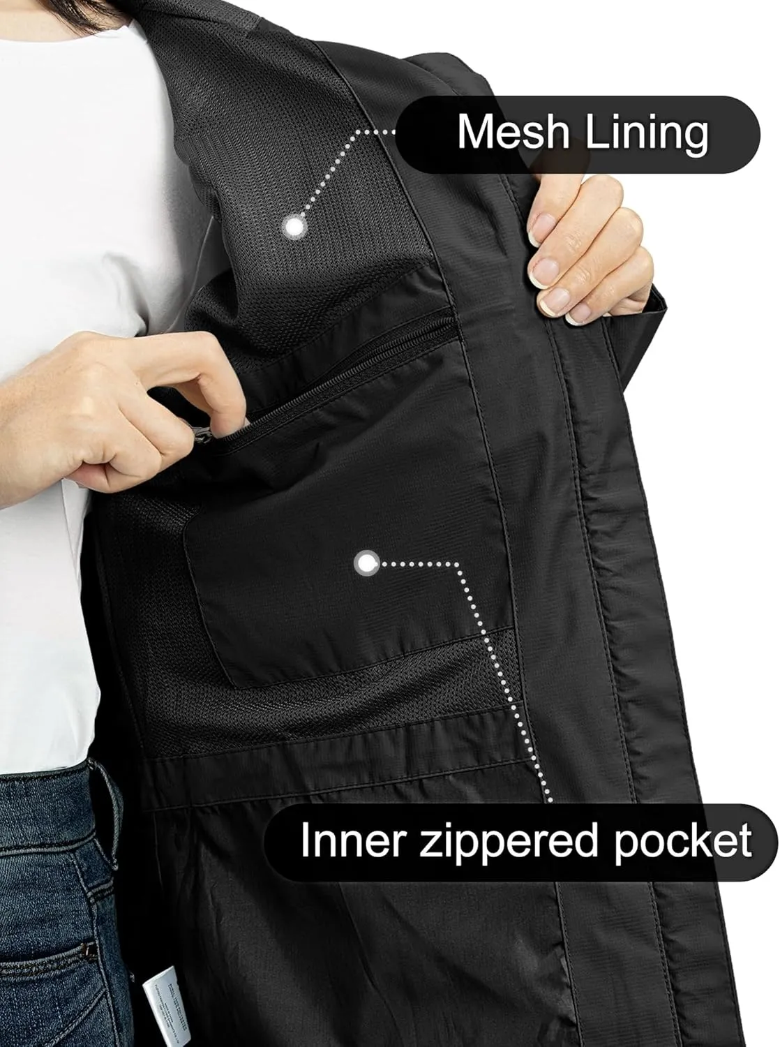 Outdoor Ventures Packable Rain Jacket Women Lightweight Waterproof Raincoat with Hood Cycling Bike Jacket