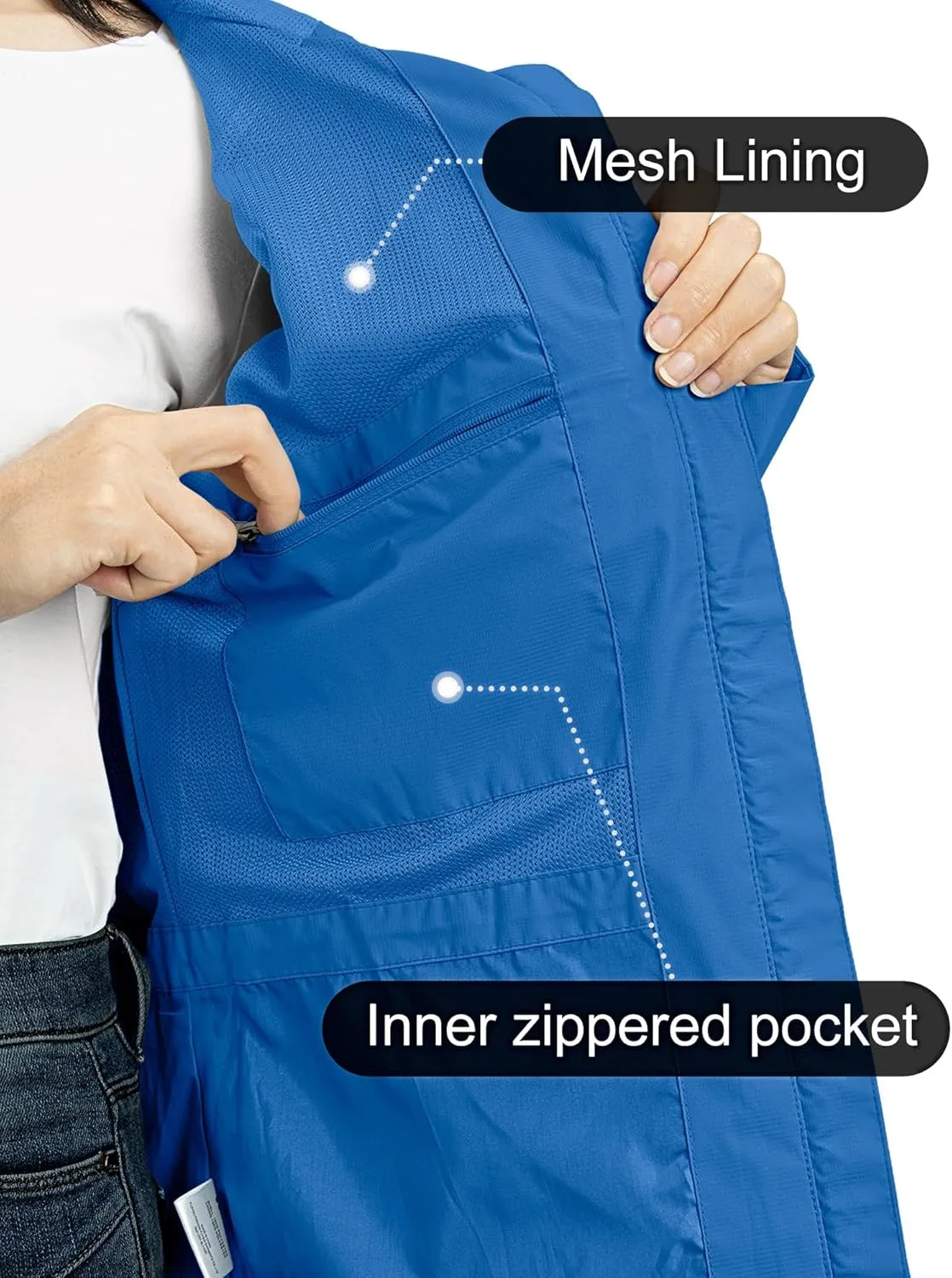Outdoor Ventures Packable Rain Jacket Women Lightweight Waterproof Raincoat with Hood Cycling Bike Jacket