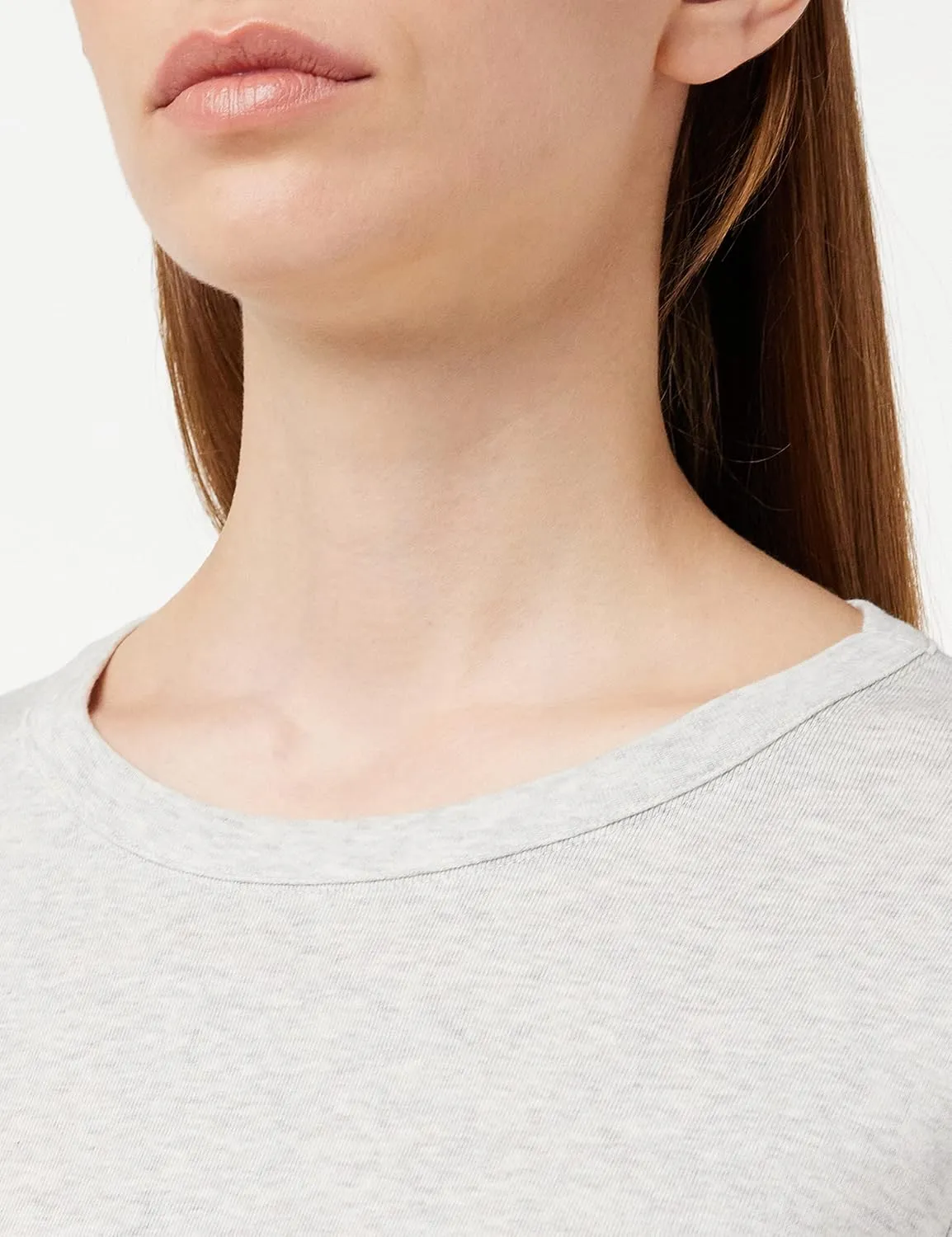 Petit Bateau Women's TOP Light Grey Color Long Sleeves Iconic Organic Cotton Round Neck Polo Shirts Sizes XXS-XL