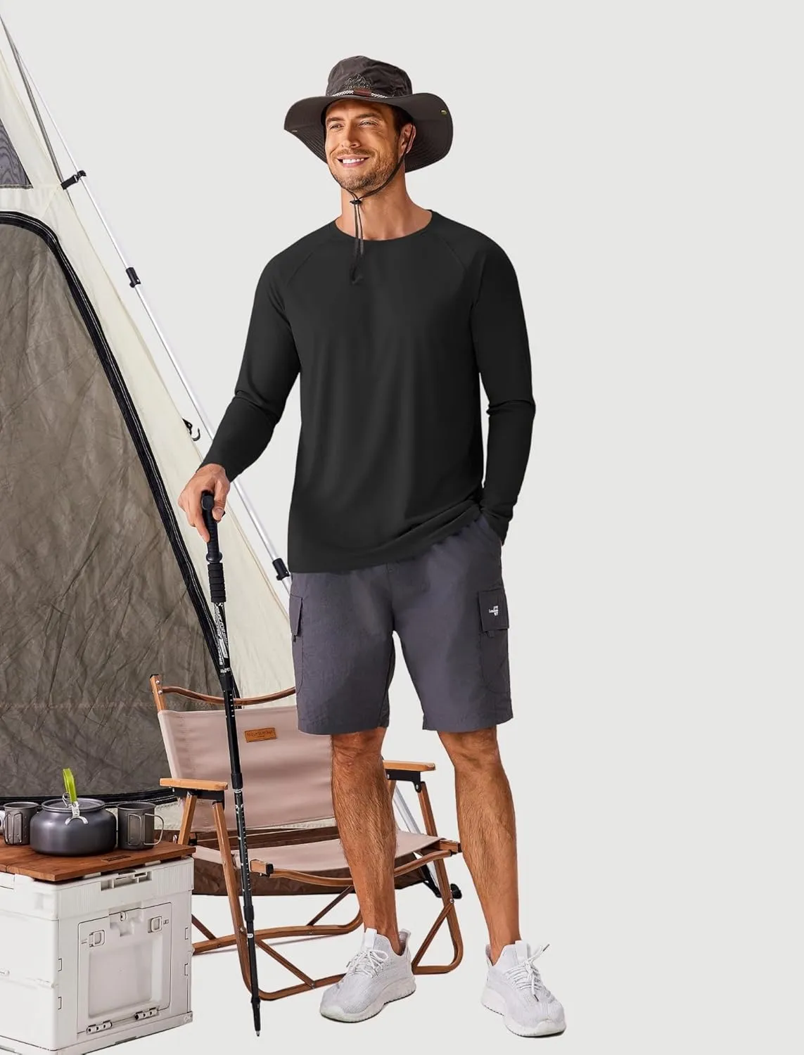 PINSPARK Men's Swim Shirt Quick-Dry Long Sleeve Rash Guard for Men UPF 50  Light Pullover Sun Protection UV Fishing Shirts