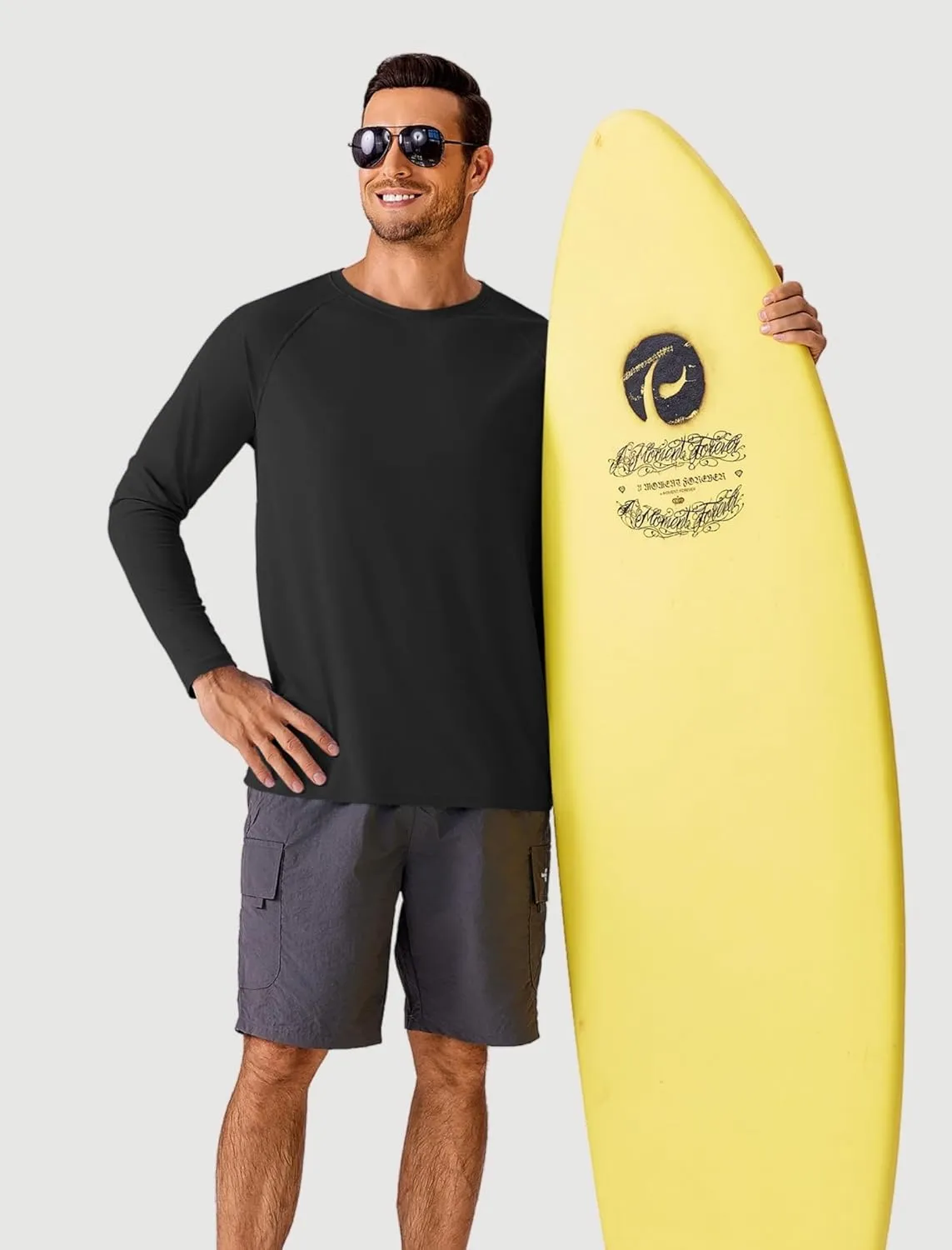 PINSPARK Men's Swim Shirt Quick-Dry Long Sleeve Rash Guard for Men UPF 50  Light Pullover Sun Protection UV Fishing Shirts