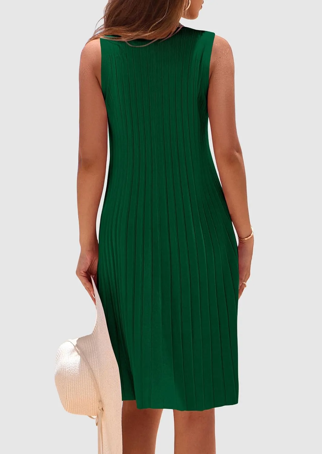 PRETTYGARDEN Womens 2025 Summer Sleeveless Mini Dress Crewneck Loose Tank A Line Pleated Swing Flowy Party Dresses